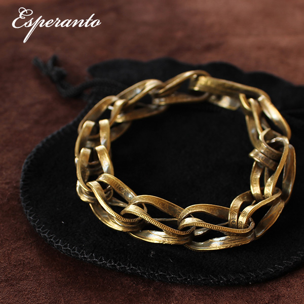 【送料無料】esperanto/エスペラント/ブラスブレスレット/真鍮製/コイン加工/メンズ/レディース