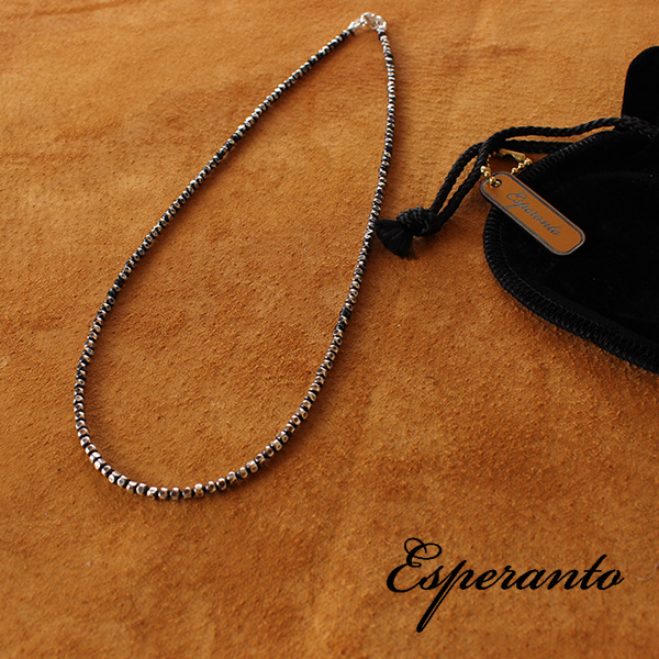 esperanto/メンズ/レディース/シルバービーズ/ネックレス/ブラックスピネル/45cm/エスペラント