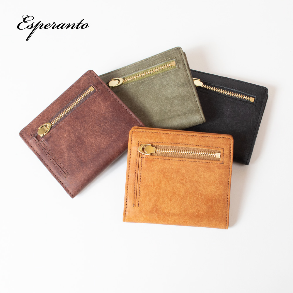 esperanto エスペラント 薄型二つ折り財布 イタリアレザー プエブロレザー 牛革 本革 日本製 ESP-6643